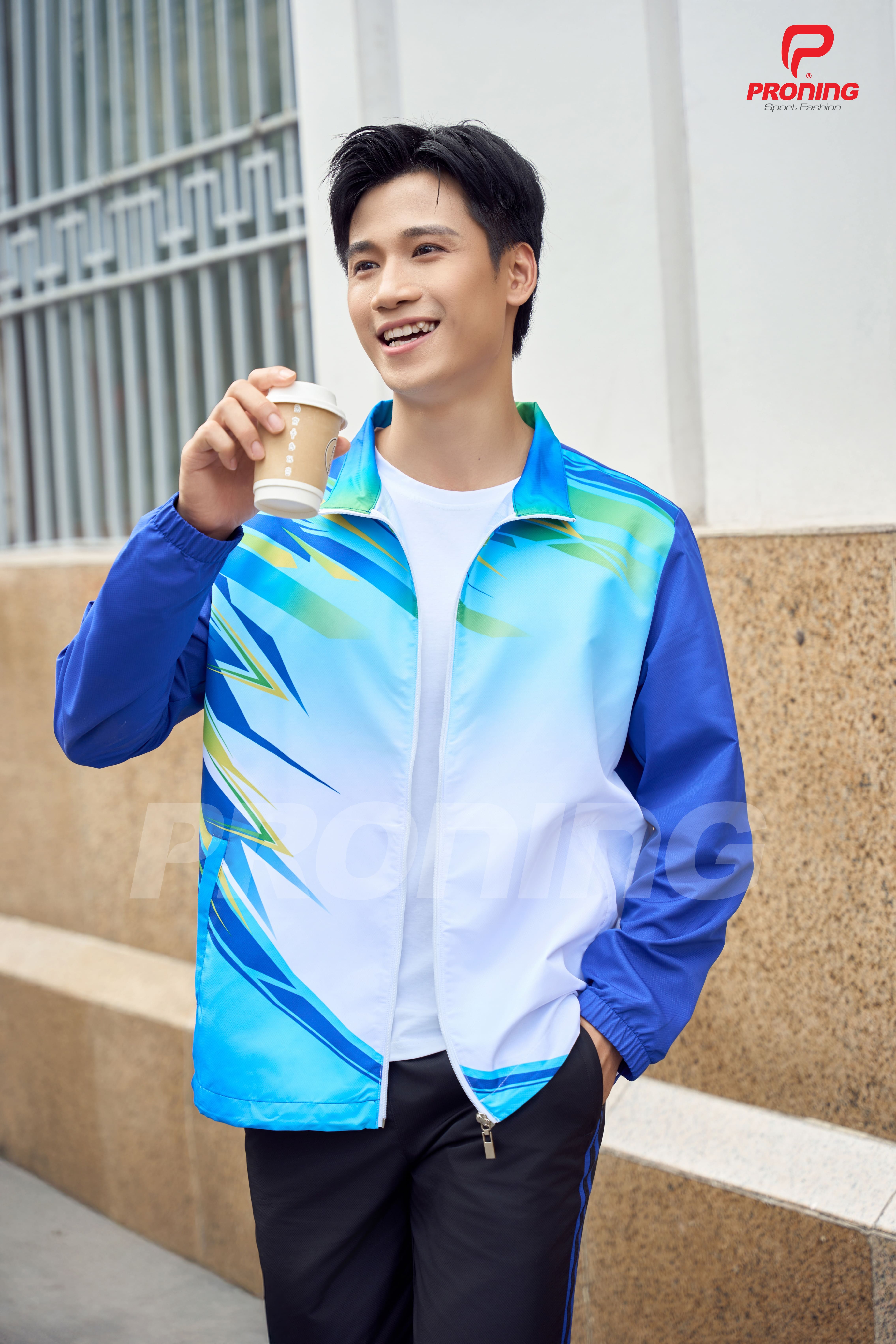 Bộ gió thể thao nam MDB-257 xanh bích phối đen